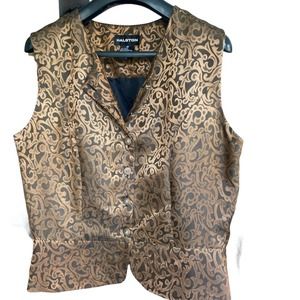 Halston 80s brocade vest in copper NWT sz 10